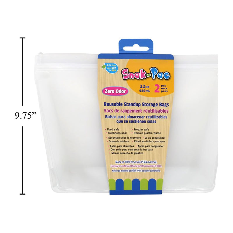 Bolsa de almacenamiento vertical reutilizable Snak-Pac, 2 unidades, 32 oz
