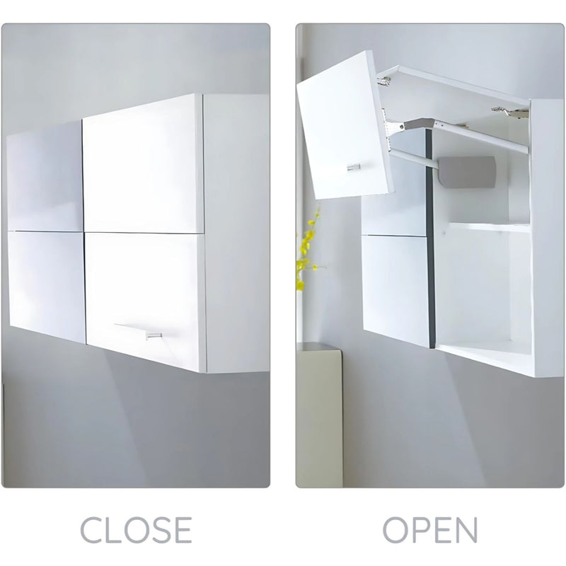 Mecanismo Hidráulico para Puertas gabinetes cocina Abatibles. Sistema de Apertura Vertical para Muebles Altos. (Par) Brazos con Bisagras Incluidas.