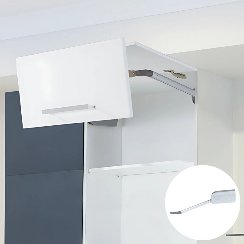 Mecanismo Hidráulico para Puertas gabinetes cocina Abatibles. Sistema de Apertura Vertical para Muebles Altos. (Par) Brazos con Bisagras Incluidas.