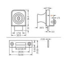 Cerradura Sin Saques Para Vidrios De 5Mm.Cromada.