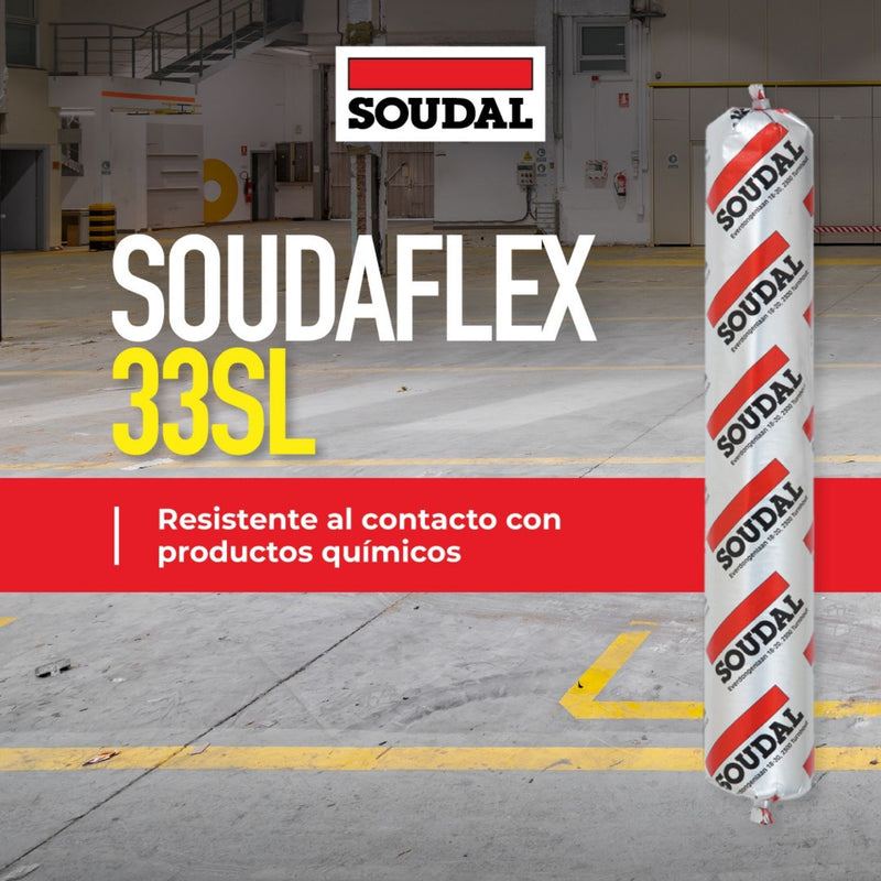 Sellador Autonivelante Salchicha 600 ML Soudaflex 33SL, color gris Para suelos de Poliuretano.