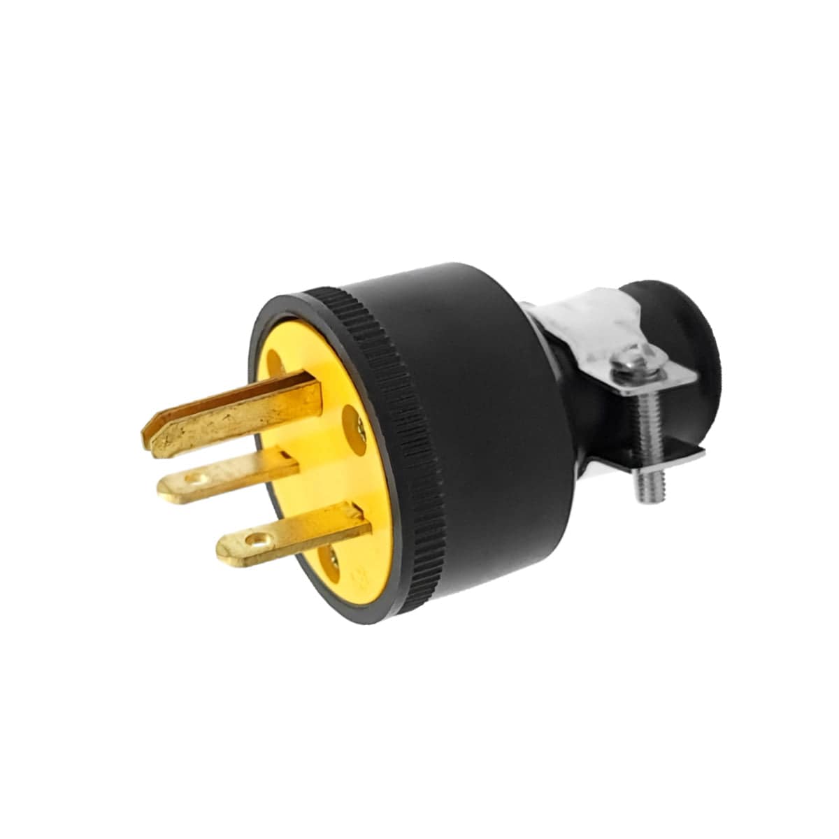 Enchufe Polarizado Con Caucho Y Clamp De Seguridad. Conexion Nema 5-15P. 15A-220Volt. 60 Hz