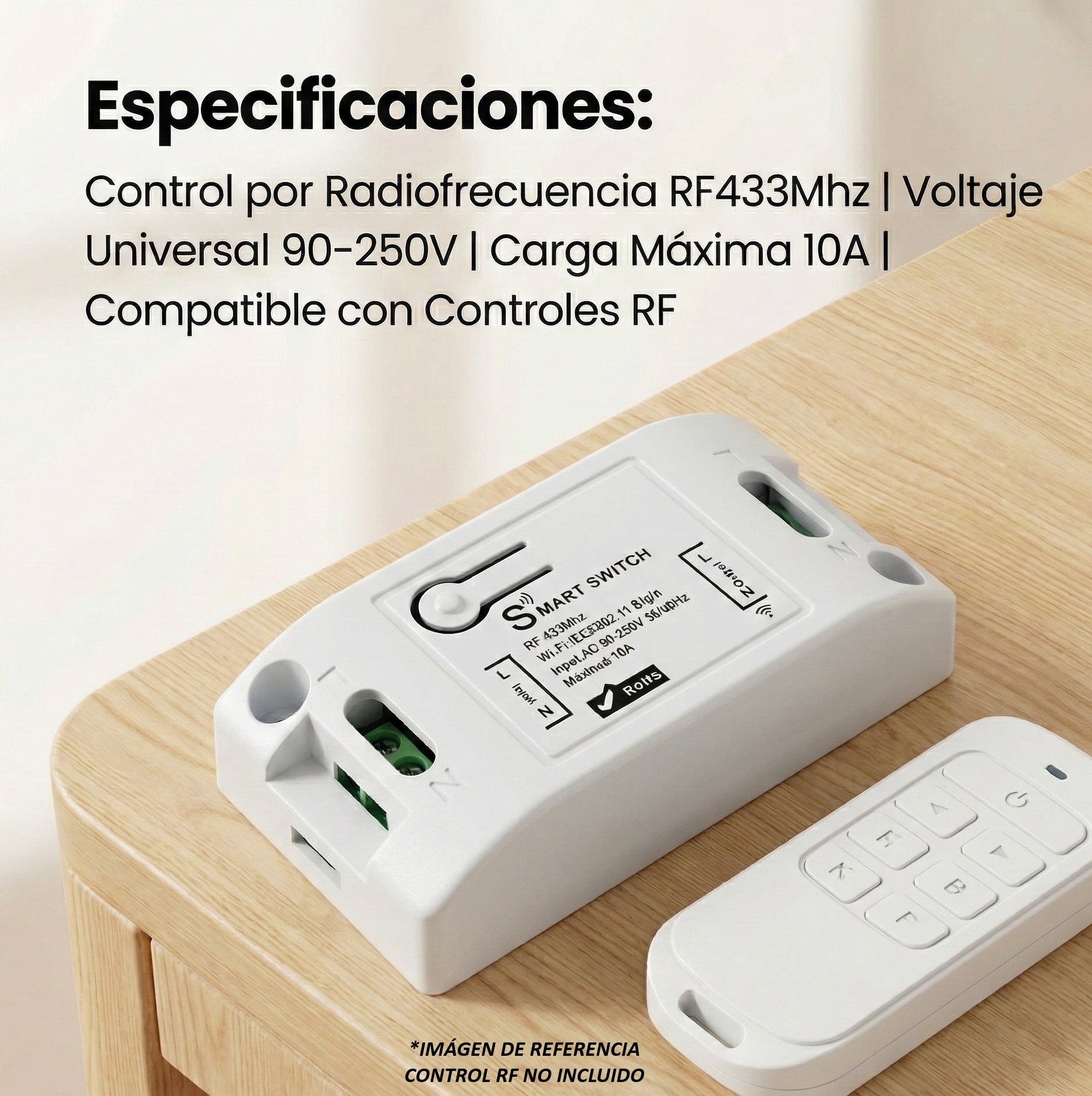 Interruptor Inteligente Inalámbrico RF 433 MHz (Radio Frecuencia) Universal Control Remoto de Iluminación y Aparatos Eléctricos 90-250 V