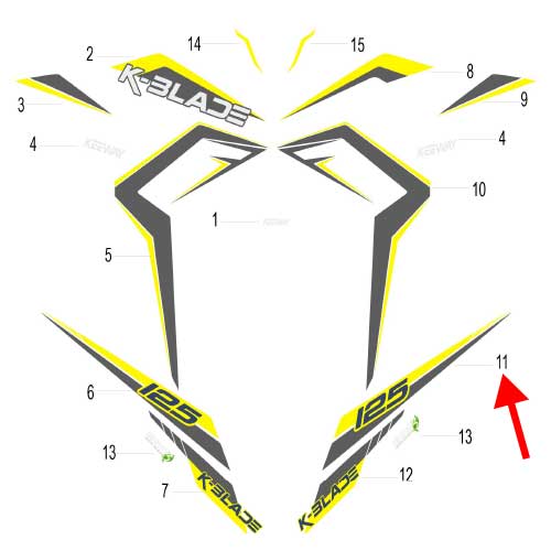 Calcomania I del covertor lateral izquierdo (K-BLADE125)