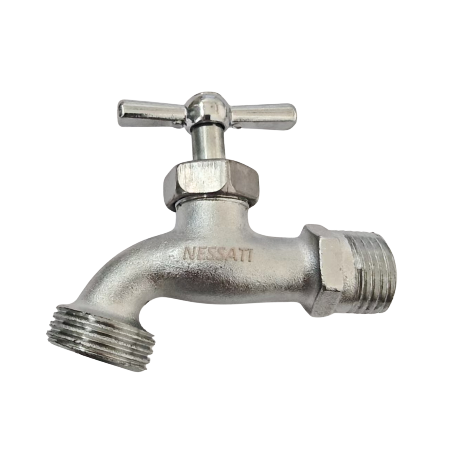 Llave de agua con rosca para manguera 1/2". Cromada. NESSATI