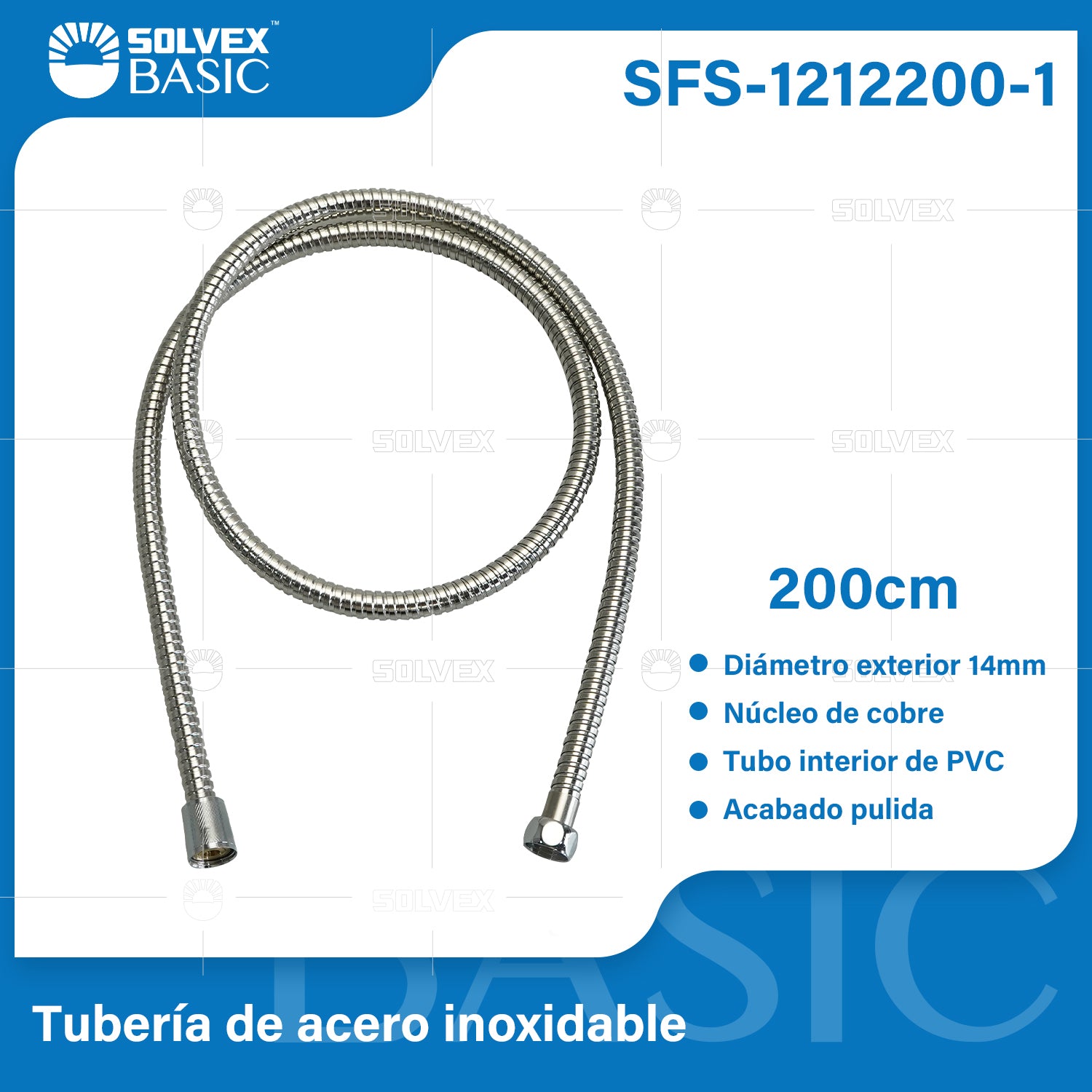 Manguera Flexible de Ducha 200cm. Repuesto Universal para Regadera Tipo Teléfono de acero inoxidable.