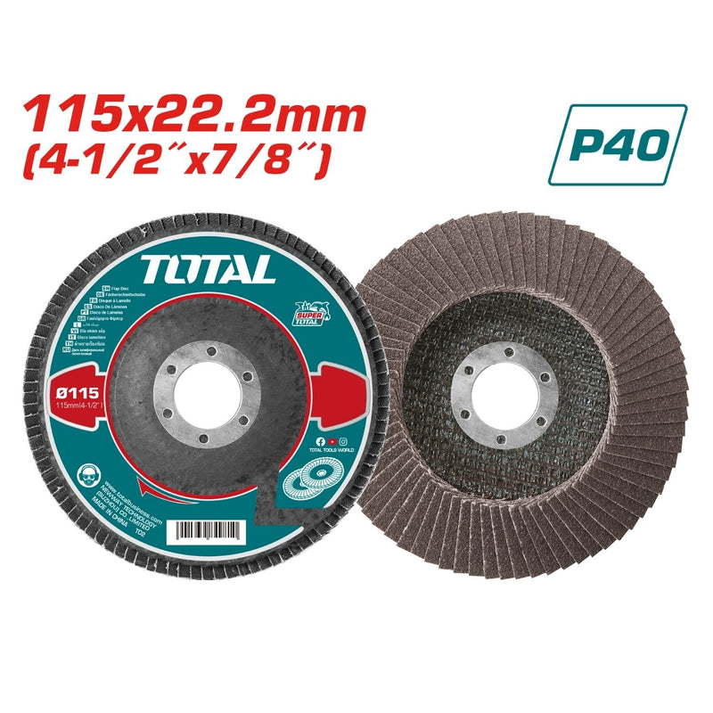 Disco flap de lija Laminado de 115 mm (4-1/2") × 22.2 mm (7/8"), P40