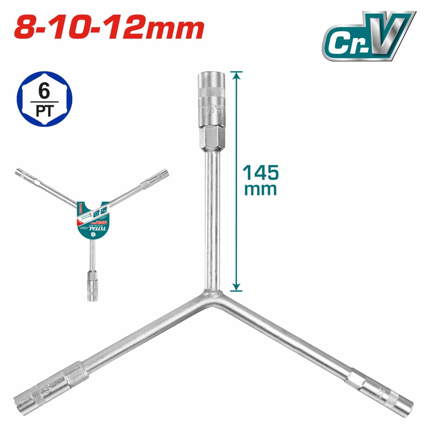 Llave Y Para Dados De Llantas, 8-10-12MM