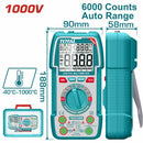 Multímetro digital rango automático de 6000 conteos. Con Retención De Datos. Resistencia 600Ω. Detección de voltaje sin contacto.