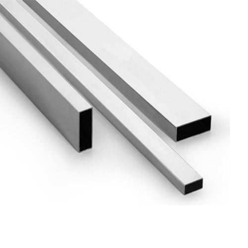 TUBO RECTANGULAR BRILLANTE 1" X 2" X 1.5mm  ACERO INOX 304. 6MTS.