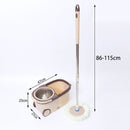 Spin mop Trapeador Giratorio 360° con Cubo Escurridor de Acero Inoxidable. Color Crema. Lampazo Con Mango Ajustable 85 a 115 cm. (Modelo Económico)