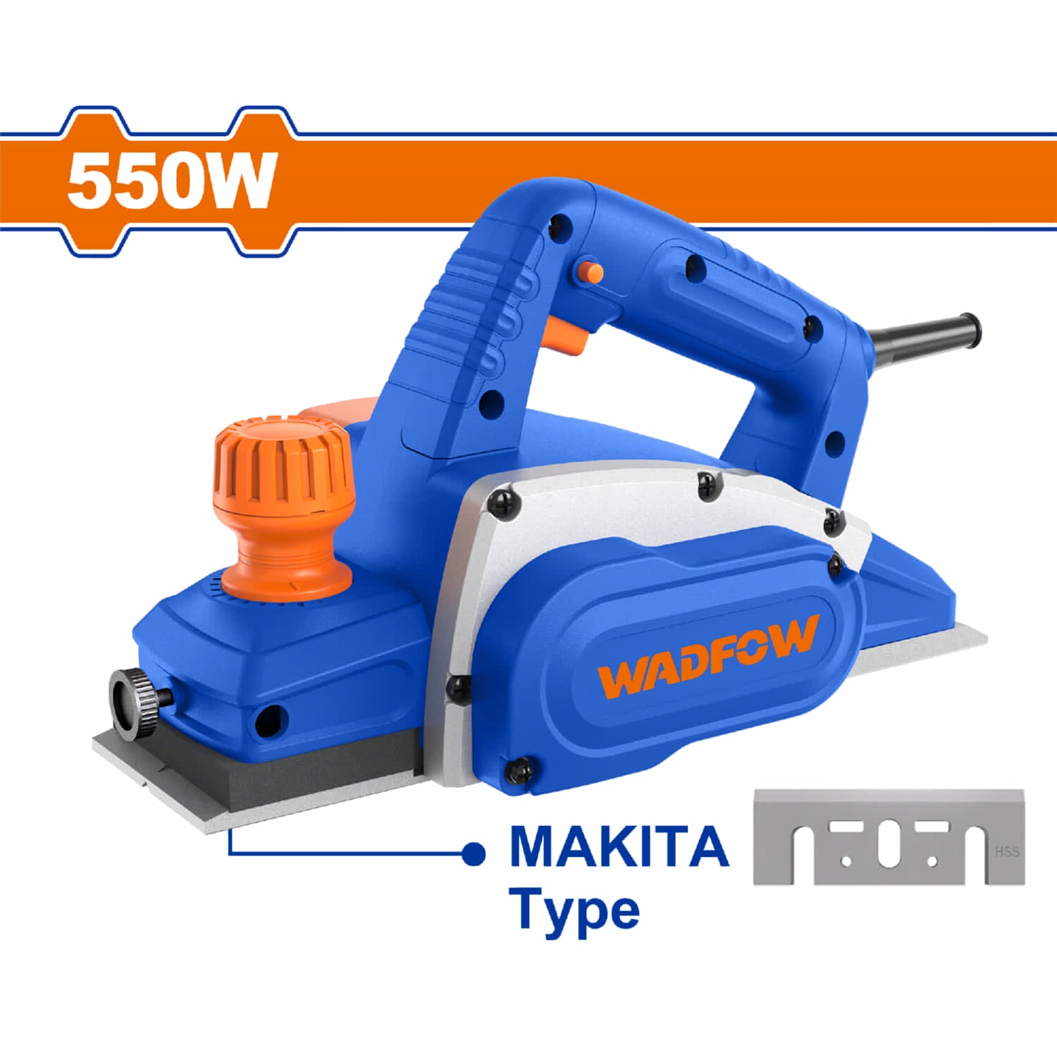 Cepillo eléctrico de madera 550W 16,000rpm Cepillado 3 1/4'' x 1/32'' Base de aluminio 110V-120V~60Hz