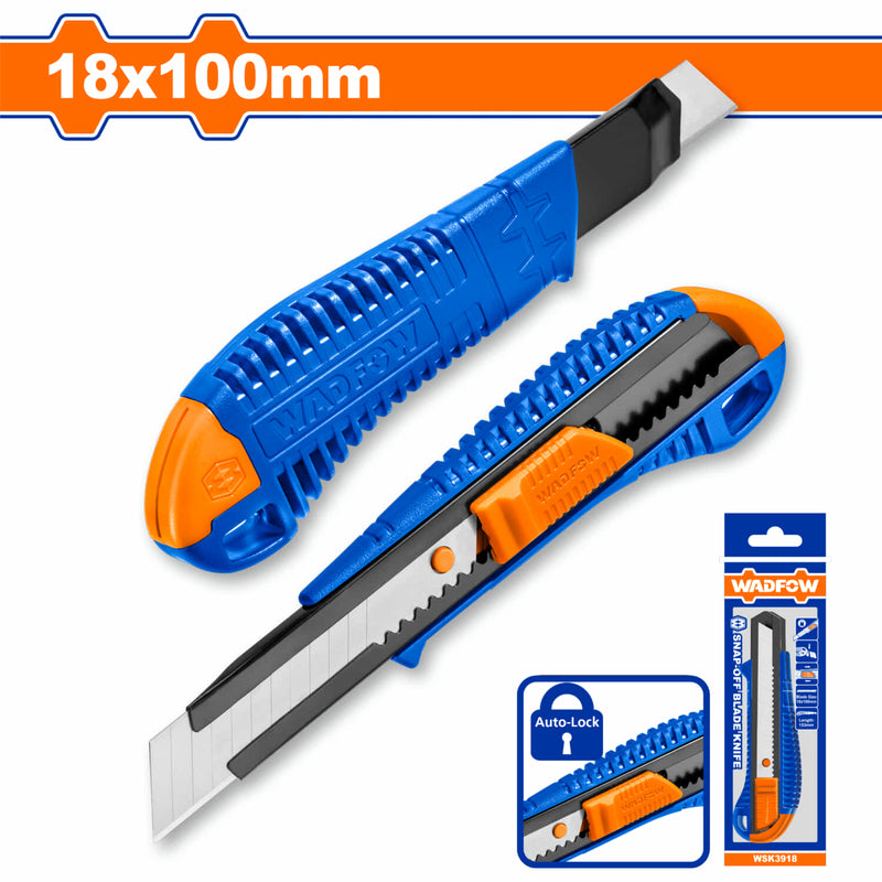 Exacto Plástico. 18x100mm. Bloqueo automático. Con pulsador plano