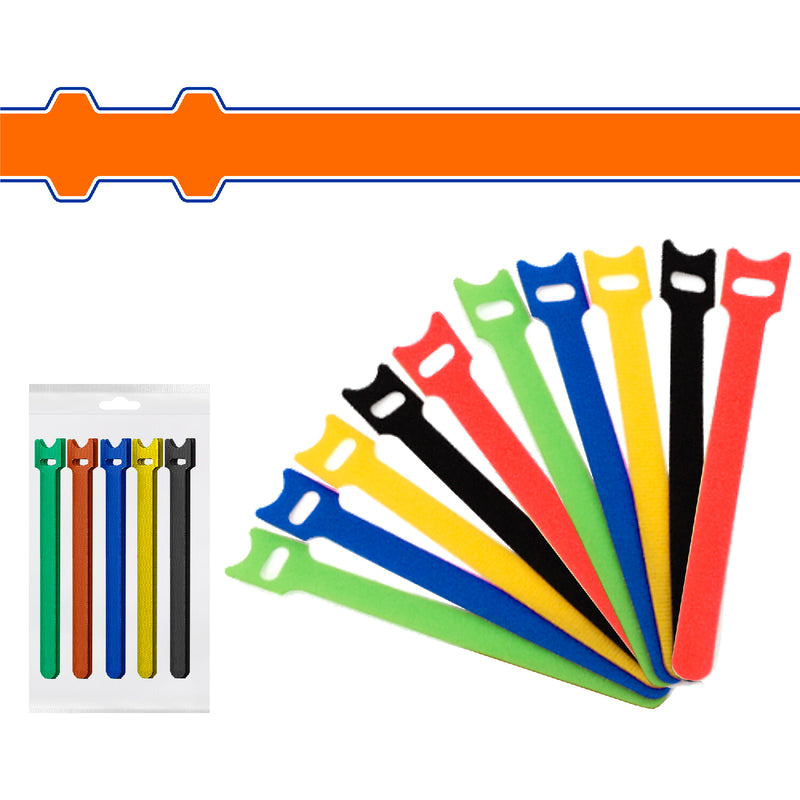 Zunchos de Velcro Reutilizables 6". Nylon. Long.150mm. Anch: 12mm. Set 10 pzas. diversos colores.