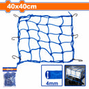 Red malla de carga 40x40cm Diámetro de la cuerda: 4mm. Cuenta con 6 ganchos electroforéticos. Ideal para carga en motos.