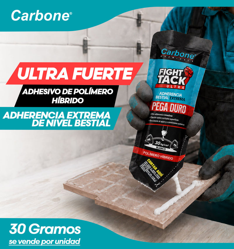 High Tack Carbone Fight Ultra Blanco, Agarre Inicial Inmediato 30kg/cm², Alta Viscosidad 30g Sobre
