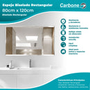 Espejo Biselado rectangular 80 cm X 120 cm instalación Vertical y Horizontal