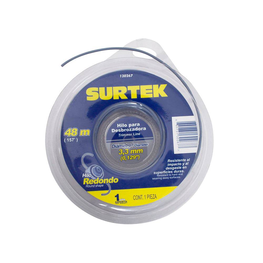 Surtek Nylon P/ Desbrozadora En Doble Blíster 3.3Mm X 48 Mt