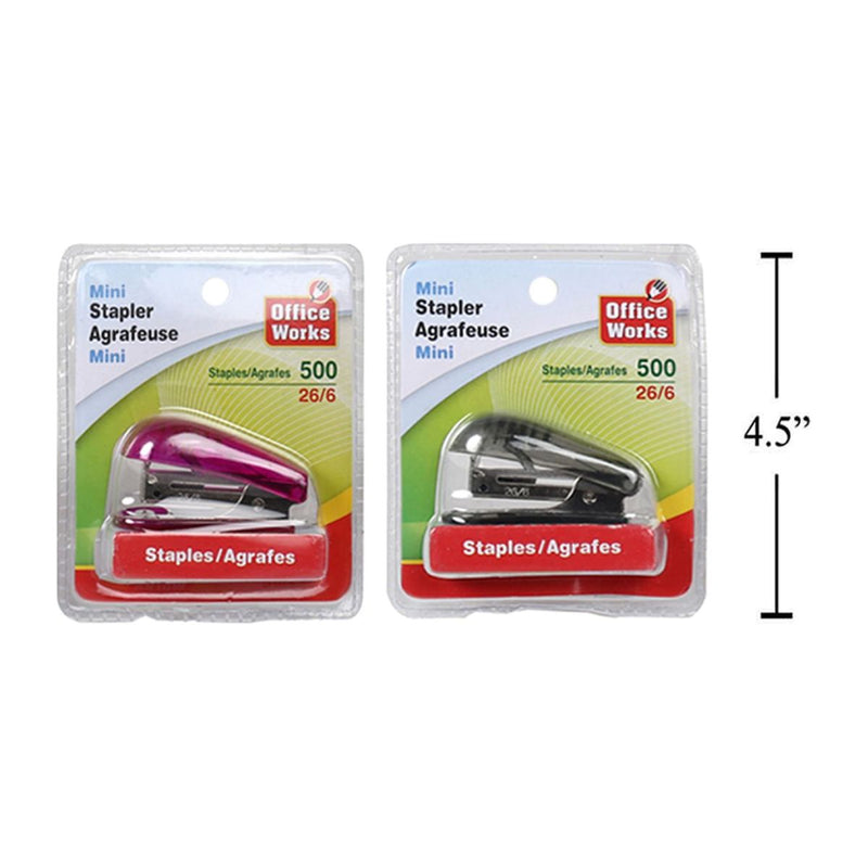 Mini engrapadora con 500 grapas (1pza) (Viene en colores variados al azar)