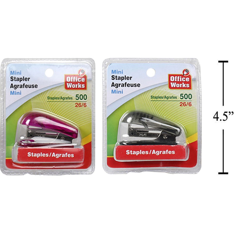 Mini engrapadora con 500 grapas (1pza) (Viene en colores variados al azar)