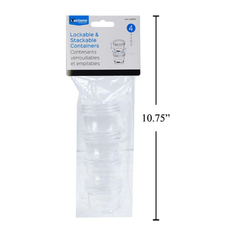 Mini contenedor Luciano de 4 piezas, transparente, bloqueable y apilable