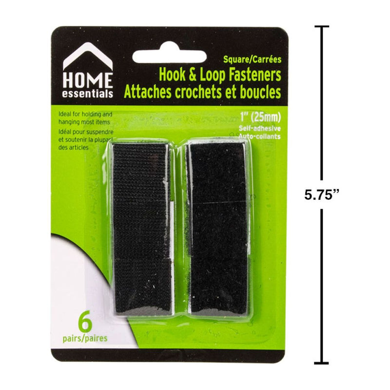 6pzas Sujetadores de cierre magico velcro, 1" cuadrados negro