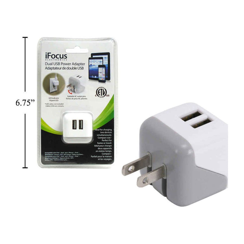 iFocus, cargador de pared USB dual, blanco, 5V, salida 2.1A