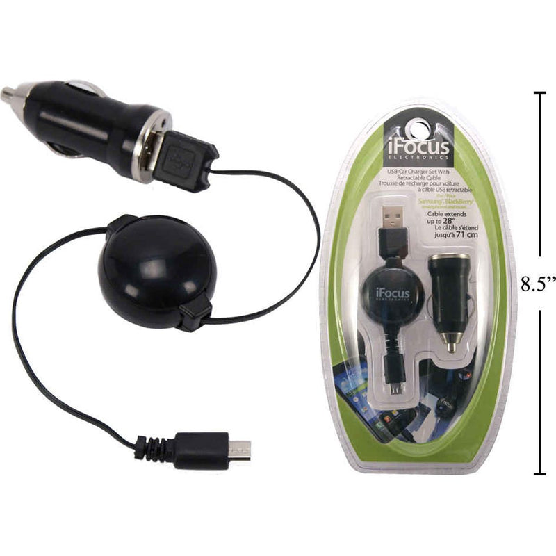 i Focus, juego de cargador de coche MICRO USB retráctil