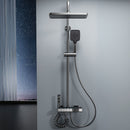 Ducha inteligente tipo lluvia. Set de regadera y ducha de mano con pantalla y termostato integrado. Color Gris metalizado.