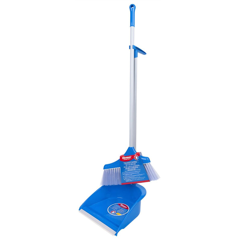 Recogedor con Escoba de Mango Largo (70cm). Juego de 2 Piezas con Recogedor de 25.5cm