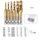 Juego 6 pzas brocas - machos 2 en 1 para perforar y roscar M3 M4 M5 M6 M8 M10 Revestidas en titanio