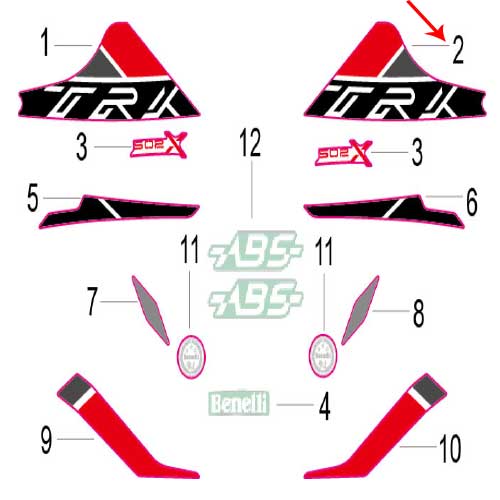 Calcomania TRK del panel de proteccion derelantero izquierdo (TRK502X)