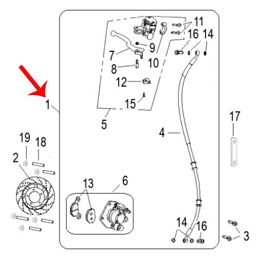 Kit de freno delantero completo (RKG150) (CODIGO NUEVO MO-REP-45900K320100)
