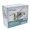 Grifo y drenaje de lavamanos mezclador de 2 mandos con acabado en níquel satinado. 1.5 GPM.