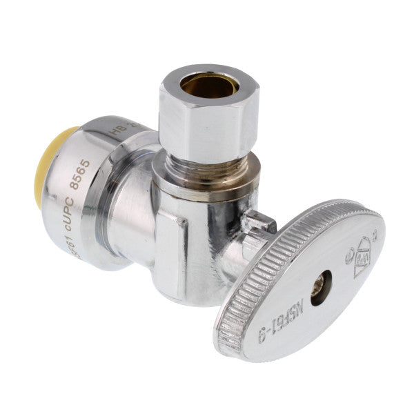 Llave de ángulo de 1/2" x 3/8" con mango giratorio de 1/4" compress conector rapido Push-On