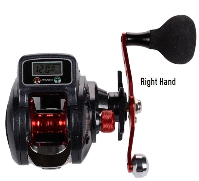 Carrete pesca casting contador digital Diestro