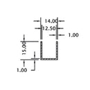 Uchanel inox 12 mm glass. 3 mts largo.T-304. acabado Brillante S6