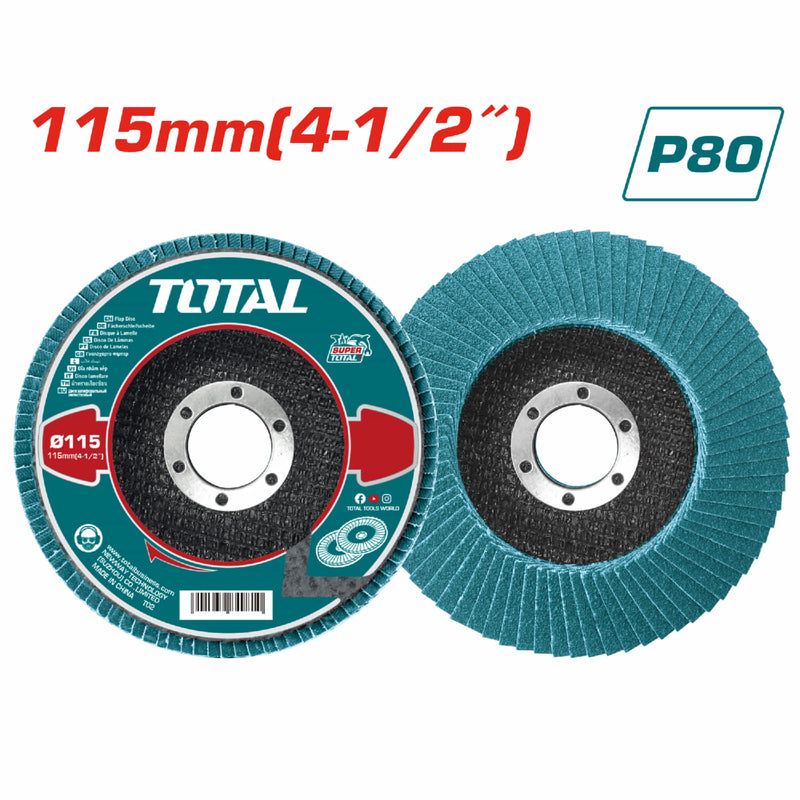 Flapdisc de Zirconio. 115mm x 22mm（4-1/2" x 7/8"）,P80.