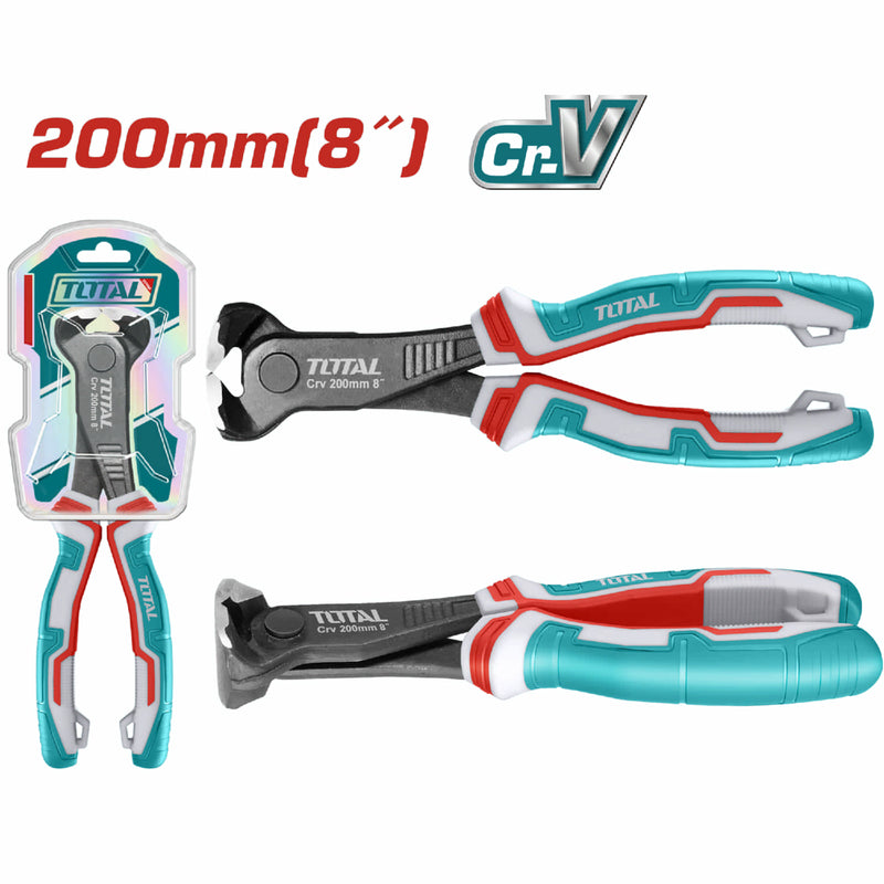 Alicate de Corte Final 8" Pulido y antióxido. Con mango de plástico.