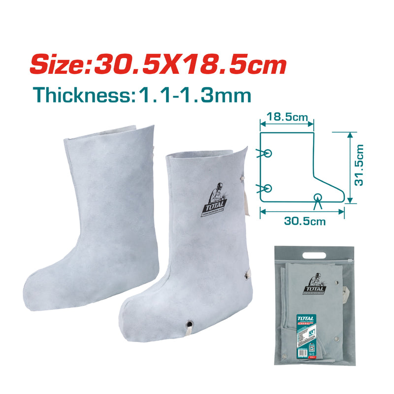 Polainas de Carnaza para botas para Soldador. 33x18 cm. Cuero de Vaca.(Par)