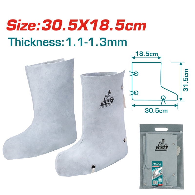 Polainas de Carnaza para botas para Soldador. 33x18 cm. Cuero de Vaca.(Par)