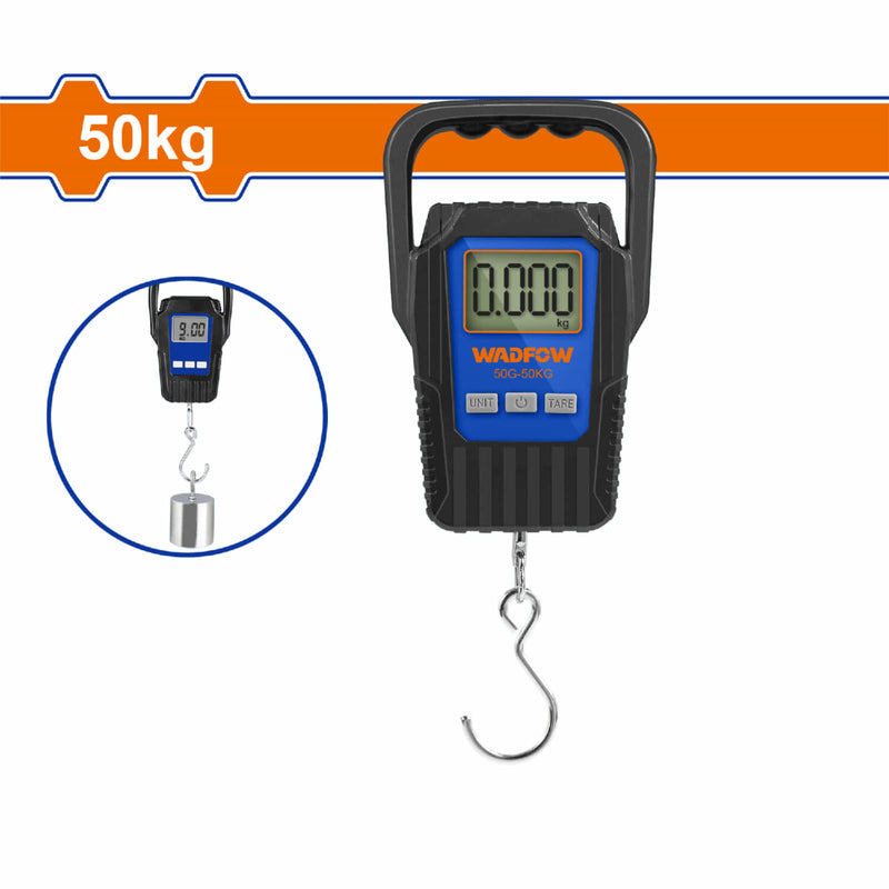 Báscula o balanza digital de gancho para pesar peces 0-50Kg Pantalla LCD. Baterías AAA Pesa digital