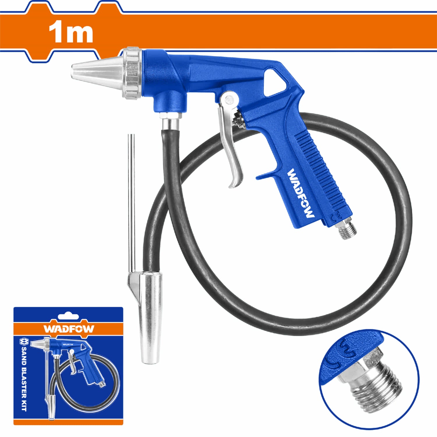 Pistola para arenado chorro de arena 1m Boquilla 3mm Consumo aire 156.5 L/min Presión 3-5bar Sandblasting chorro arena