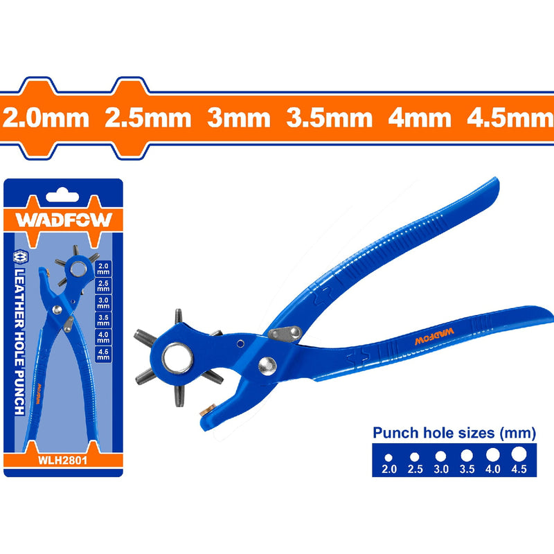 Perforadora de Cuero con mango ergonómico y liberación automática. Orificios de Diversos tamaños.