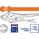 Alicate de presión 10" mandibula recta. HRC38°-HRC48° Acero al carbono.