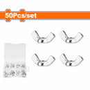 Tuercas de mariposa M4 (16 pzas) M5 (12 pzas) M6 (10 pzas) M8 (8 pzas) M10 (4 pzas). Acero al carbono Galvanizado. Set de 50 piezas.