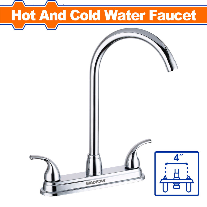 Llave de Fregador de 4" con modo agua fría y caliente. Cuerpo de latón + mango de zinc.