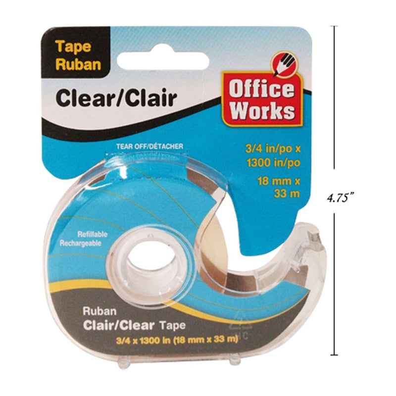 Cinta pegante transparente con dispensador (3/4 "x 1300")