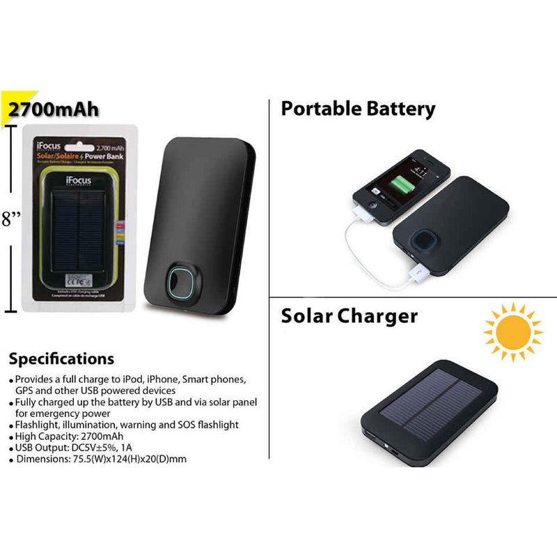 iFocus, banco de energía solar de 2700 mAh para dispositivos portátiles