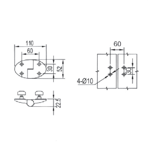 Par bisagras derechas SS304  Satinado.